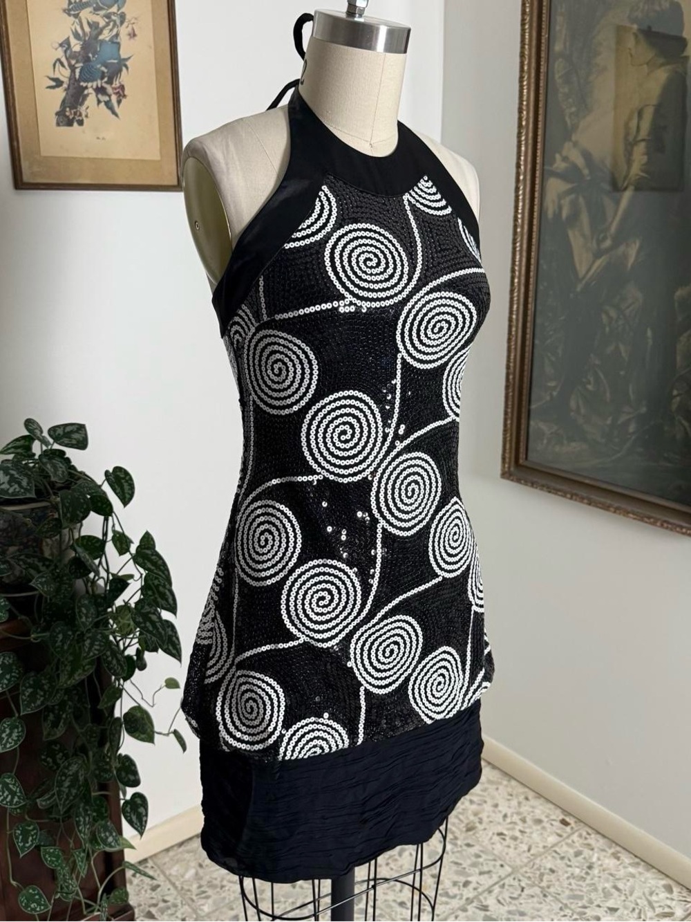 Vintage early 2000s 90s formal to semi formal dress, glitter beaded sequin